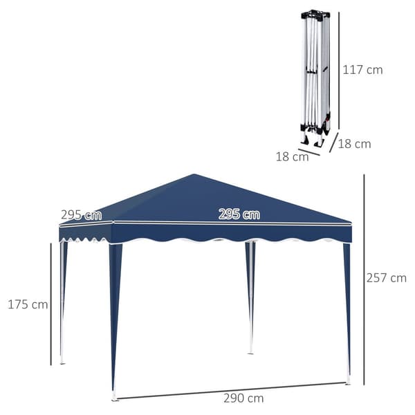Foldbart Pavillon, 3x3m, 295x295x257 cm, Blå