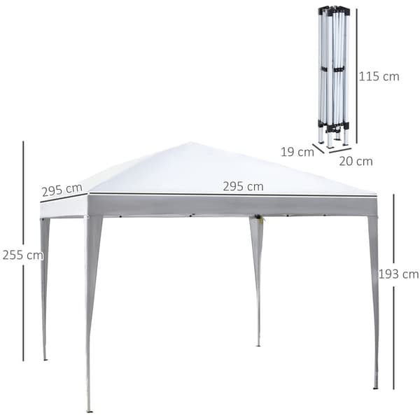 Pavillon, 2.95x2.95x2.55 m, Hvid