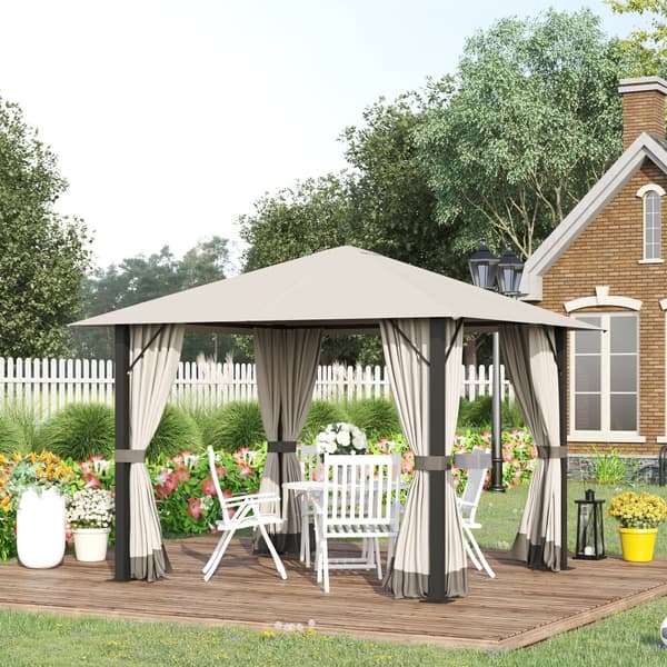 Havepavillon, 3x3m, 2.97x2.97x2.6m, Khaki