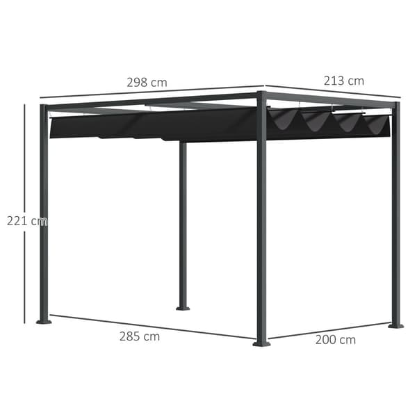 Pergola, 298x213x221 cm, Sort Grå