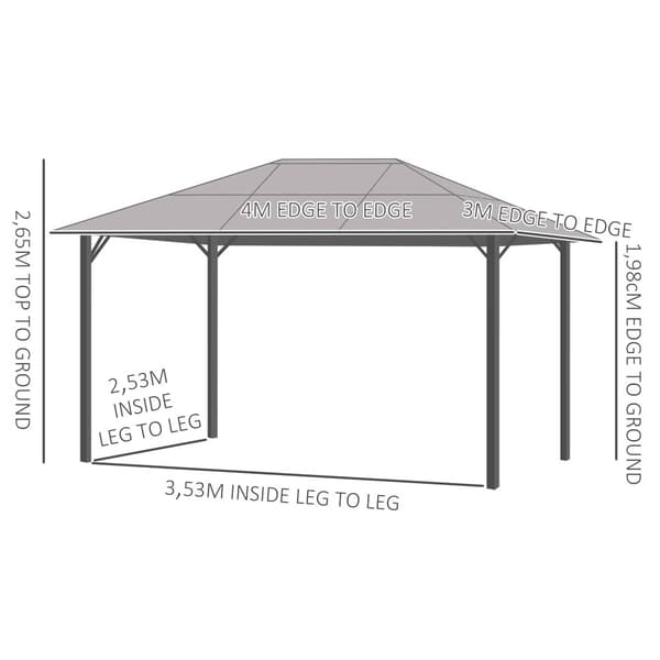 Paviljong, 400x300x265 cm, Mörkgrå