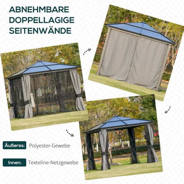 Havepavillon, Luxus, 300x360x265 cm, Brun