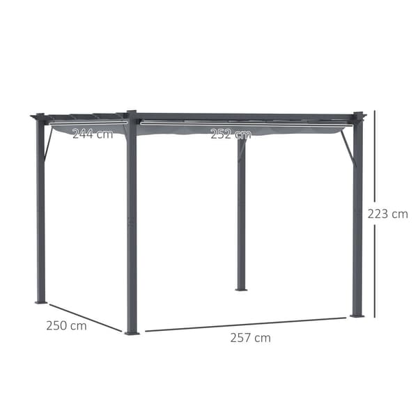 Pergola Pavillon, 3x3x2.23m, Mørkegrå