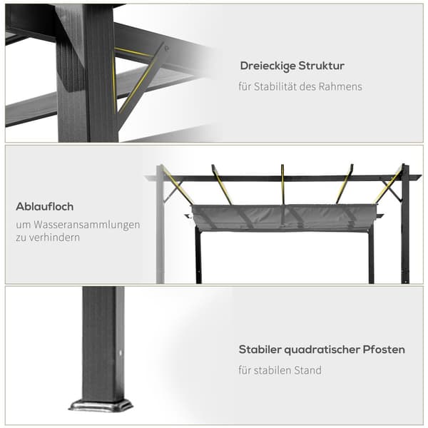 Pergola Pavillon, 3x3x2.23m, Mørkegrå