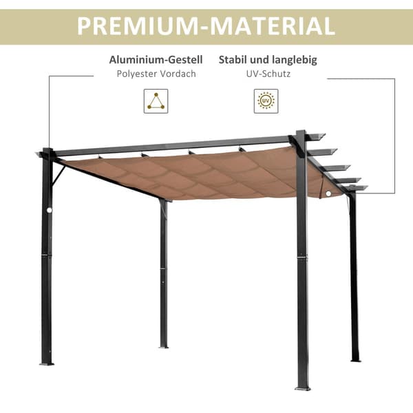 Pergola Pavillon, 3x4x2.23 m, Grå og Brun