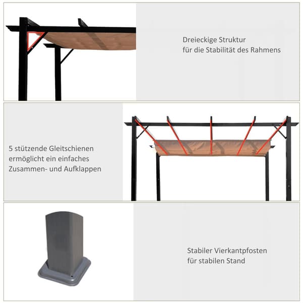Pergola Pavillon, 3x4x2.23 m, Grå og Brun