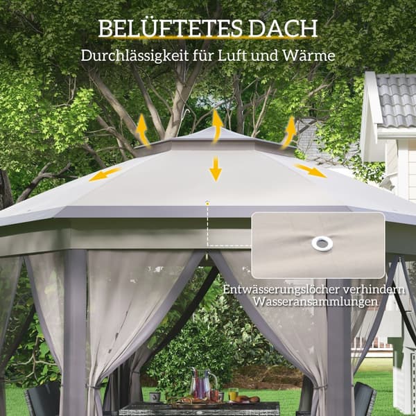 Havepavillon, Foldpavillon 4x4m, 405x340x285 cm, Brun og Beige