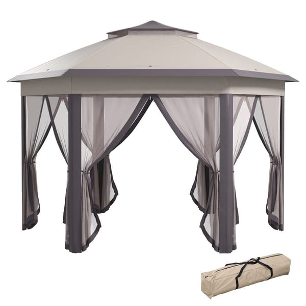 Havepavillon, Foldpavillon 4x4m, 405x340x285 cm, Brun og Beige