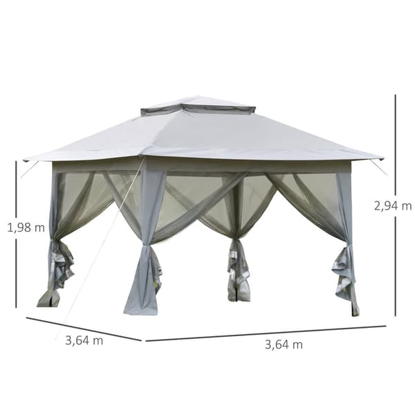 Pop-Up Teltta, 3.64x3.64x2.94 m, Harmaa