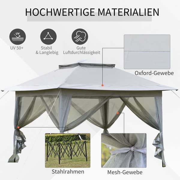 Pop-Up Teltta, 3.64x3.64x2.94 m, Harmaa