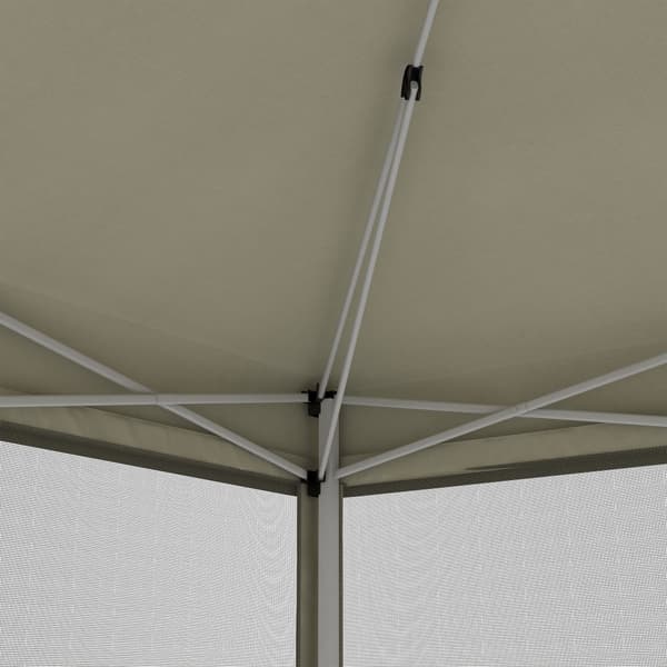 Hopfällbart paviljong, 2.97x2.97x2.55m, Beige
