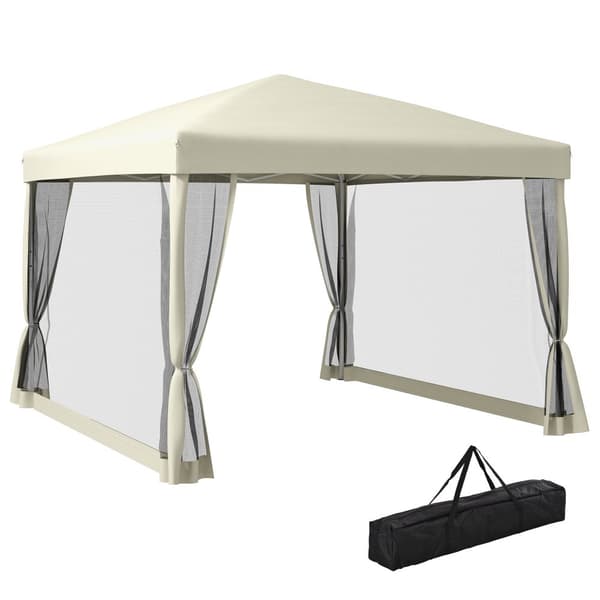 Hopfällbart paviljong, 2.97x2.97x2.55m, Beige