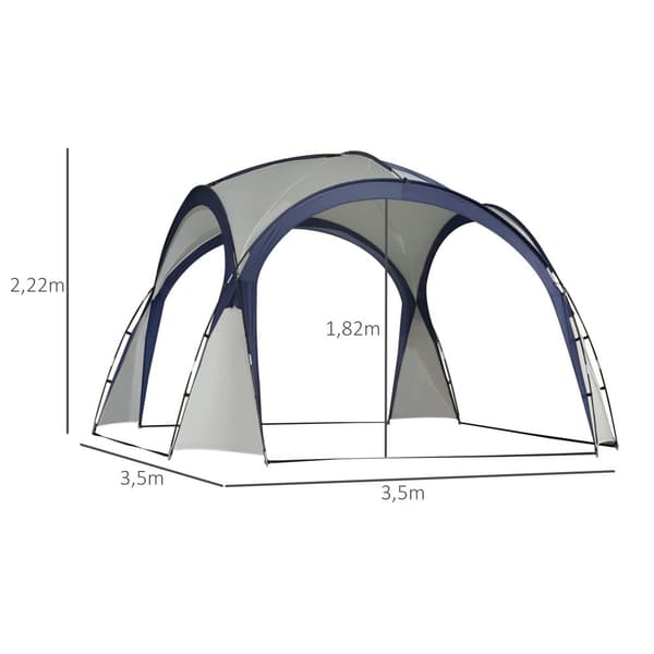 Campingtelt, 3,5x3,5x2,3 m, Creme Hvid + Blå