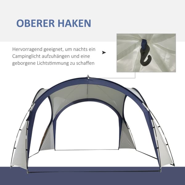Campingtelt, 3,5x3,5x2,3 m, Creme Hvid + Blå