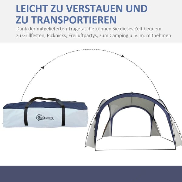 Campingtelt, 3,5x3,5x2,3 m, Creme Hvid + Blå