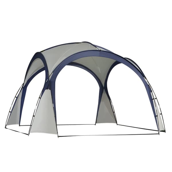 Campingtelt, 3,5x3,5x2,3 m, Creme Hvid + Blå