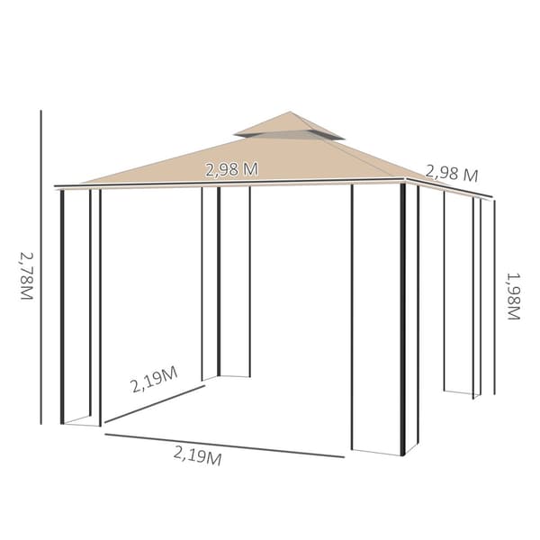Havepavillon, 3x3m, Beige