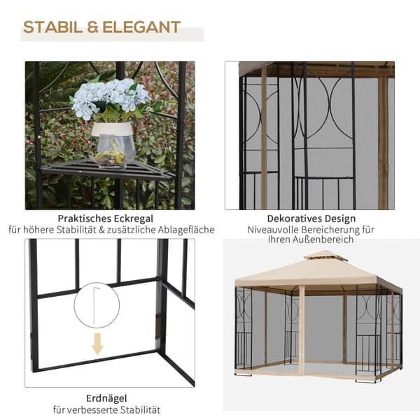 Havepavillon, 3x3m, Beige