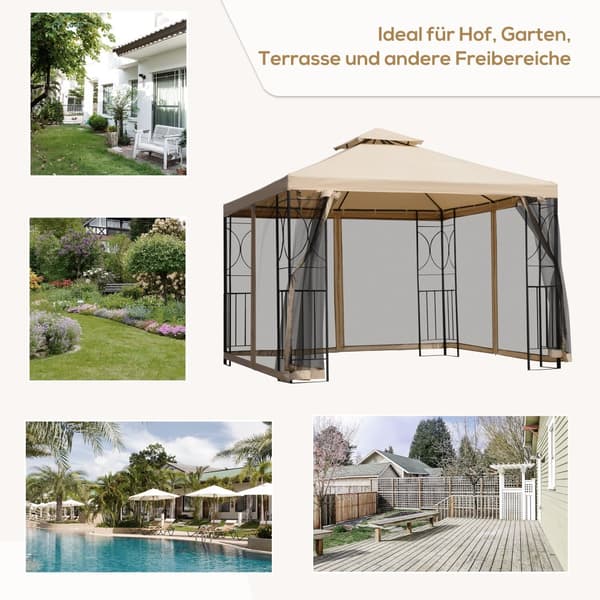 Havepavillon, 3x3m, Beige