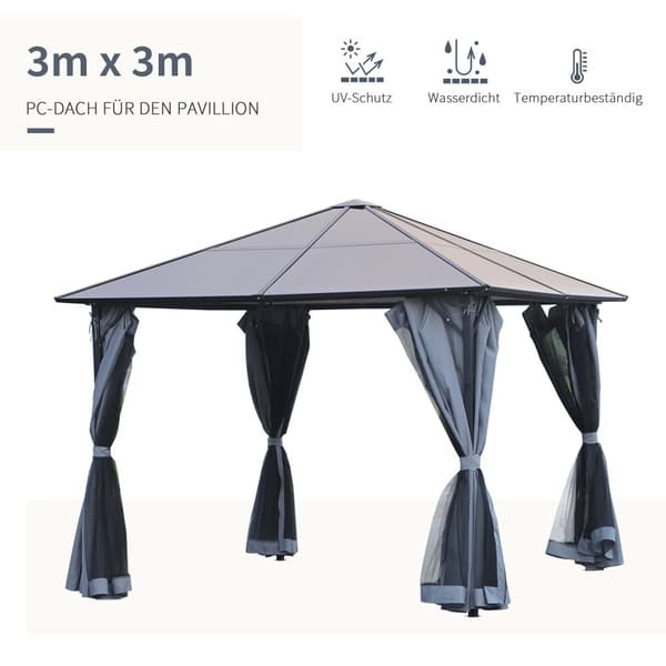 Paviljonki, 300x300 cm, tummanharmaa
