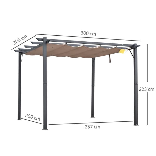Pergola, 300x300x223 cm, Hiilenharmaa+Kahvinruskea