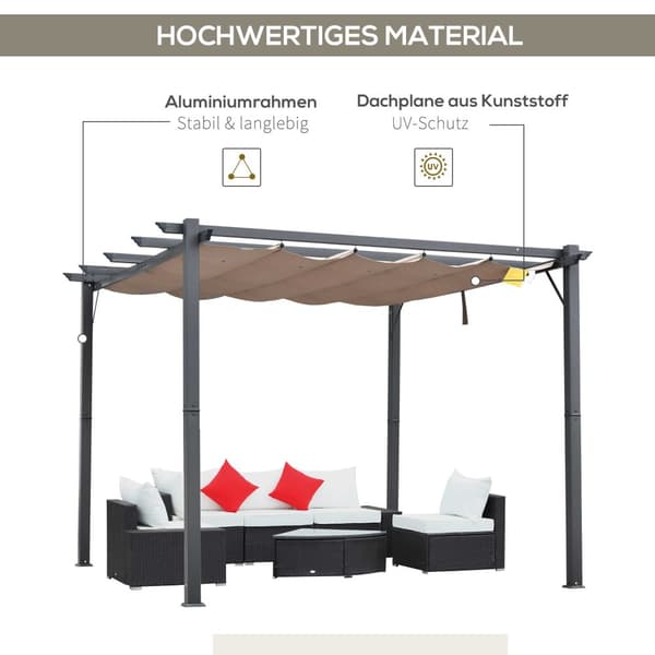 Pergola, 300x300x223 cm, Hiilenharmaa+Kahvinruskea