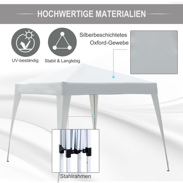 Foldbart Pavillon, 2.4x2.4x2.5m, Hvid