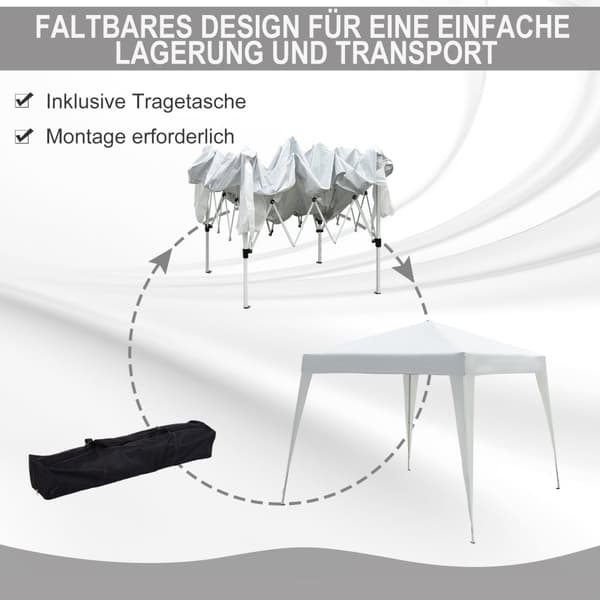 Foldbart Pavillon, 2.4x2.4x2.5m, Hvid