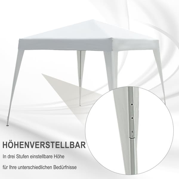Foldbart Pavillon, 2.4x2.4x2.5m, Hvid