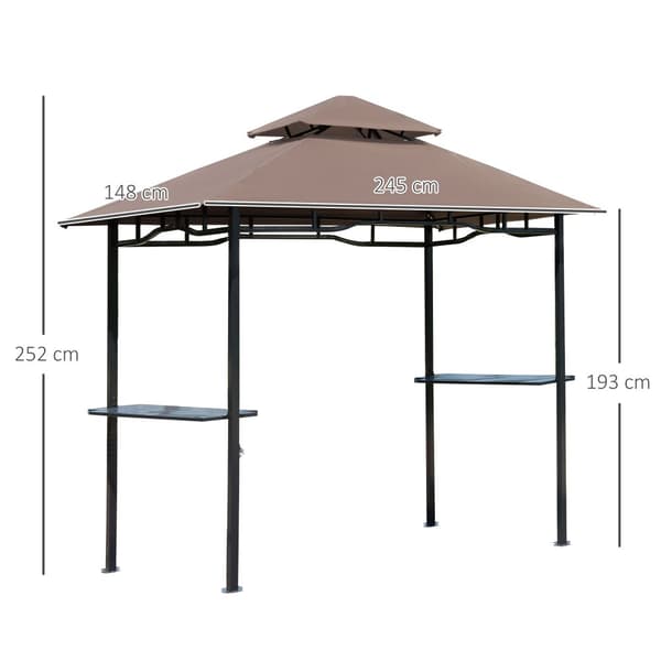 Grill Pavillon, 245x148x252 cm, Brun og Sort