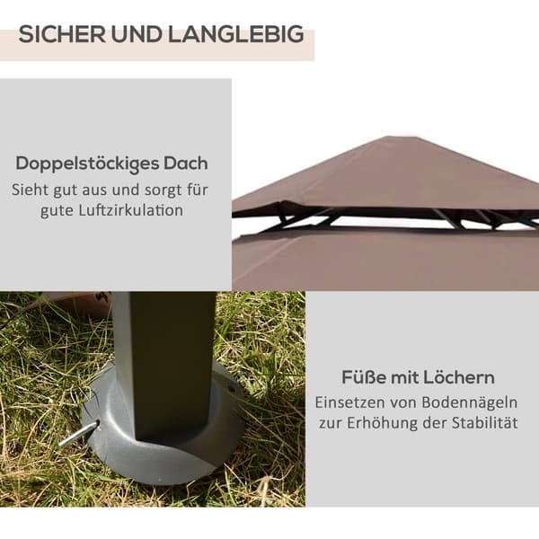 Grill Pavillon, 245x148x252 cm, Brun og Sort