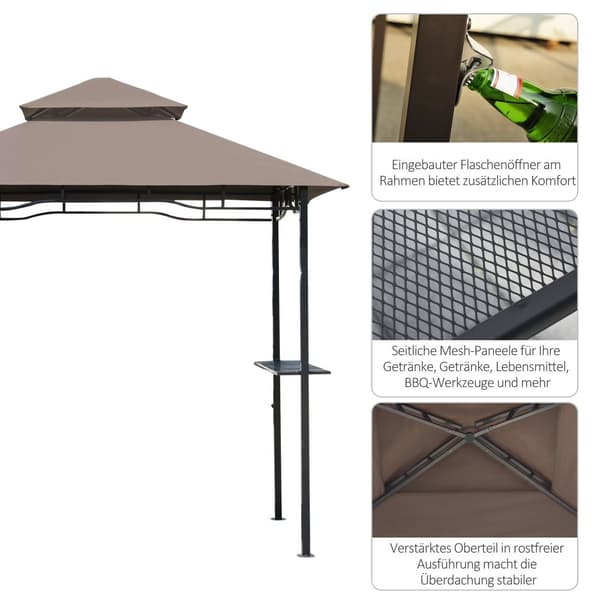Grill Pavillon, 245x148x252 cm, Brun og Sort