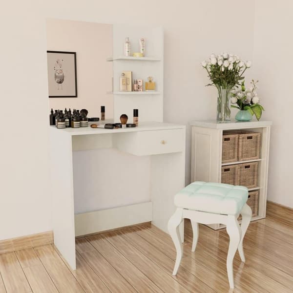 vidaXL kosmetikbord 75x40x141 cm konstrueret træ hvid
