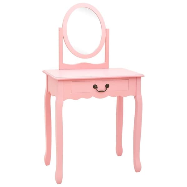 vidaXL Sminkbord med pall rosa 65x36x128 cm kejsarträ MDF
