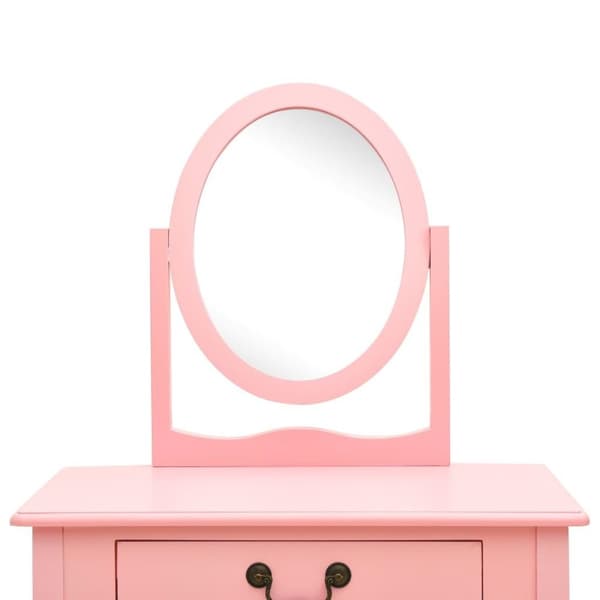 vidaXL Sminkbord med pall rosa 65x36x128 cm kejsarträ MDF