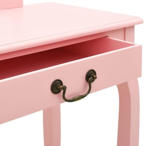 vidaXL Sminkbord med pall rosa 65x36x128 cm kejsarträ MDF