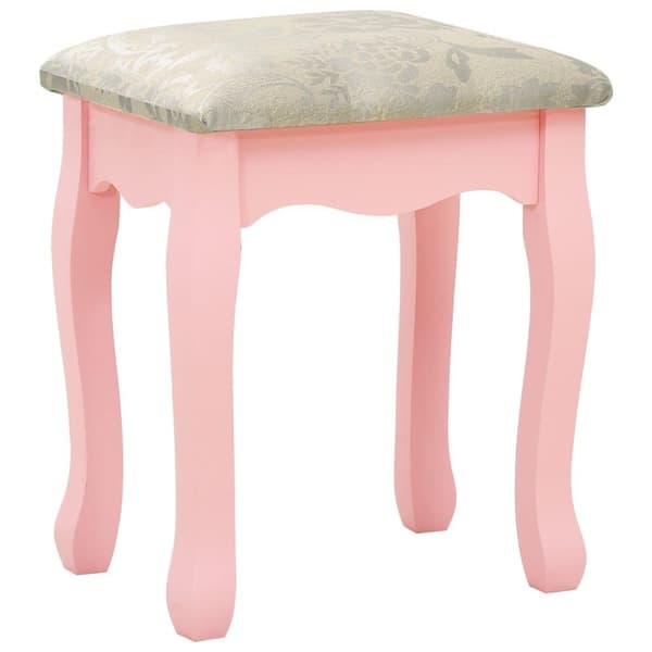 vidaXL Sminkbord med pall rosa 65x36x128 cm kejsarträ MDF