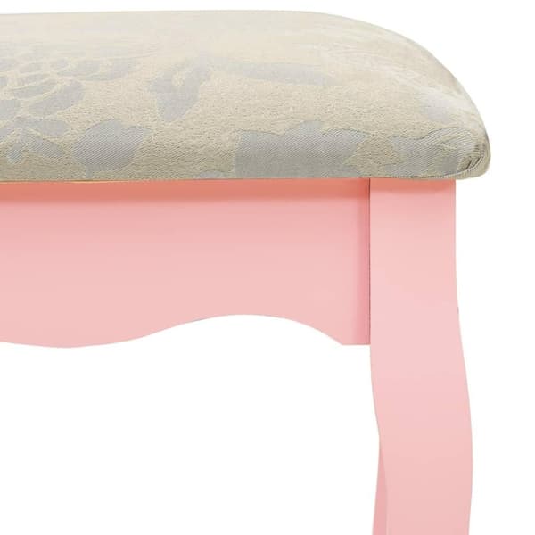 vidaXL Sminkbord med pall rosa 65x36x128 cm kejsarträ MDF