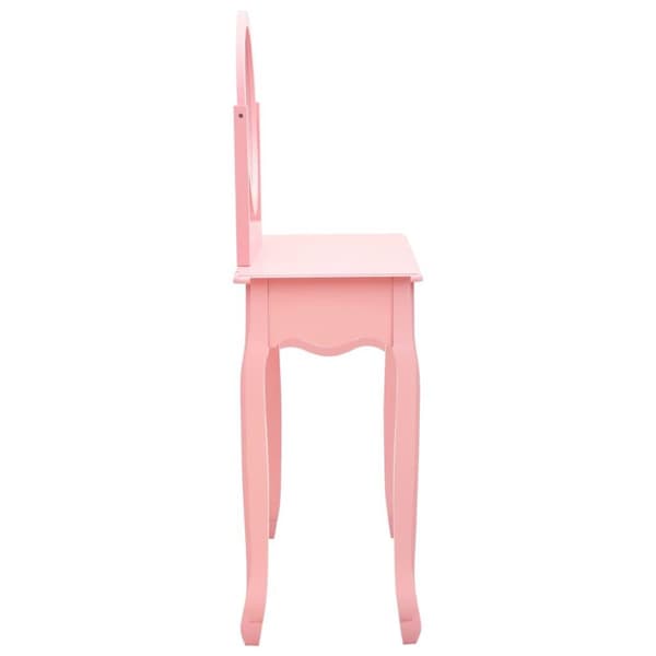 vidaXL kosmetikbord med taburet 65x36x128 cm kejsertræ MDF pink