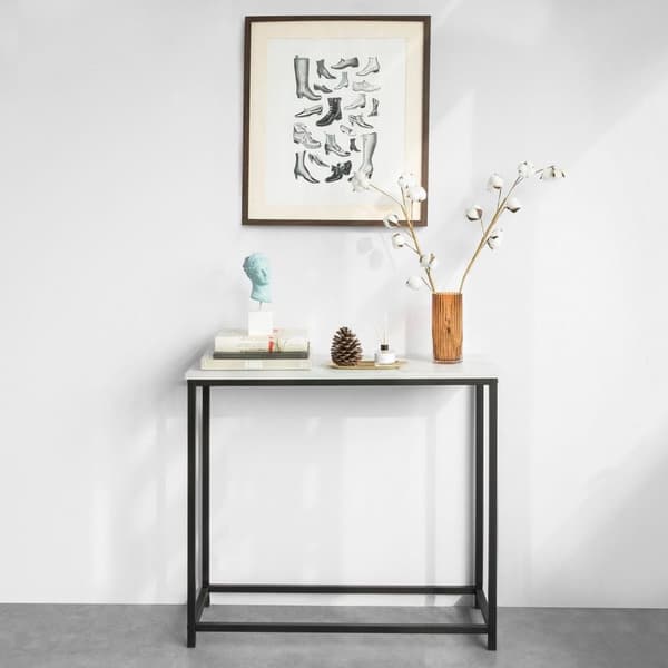 SoBuy Pladsbesparende Sidebord Konsolbord marmormønstret Længde 80 cm  Bredde 30 cm Højde 75 cm FSB29-SCH