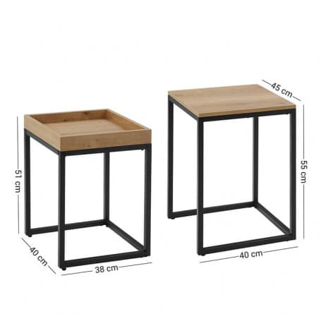 Satsbord - Soffbord set om 2 st - Ljus brun-svart