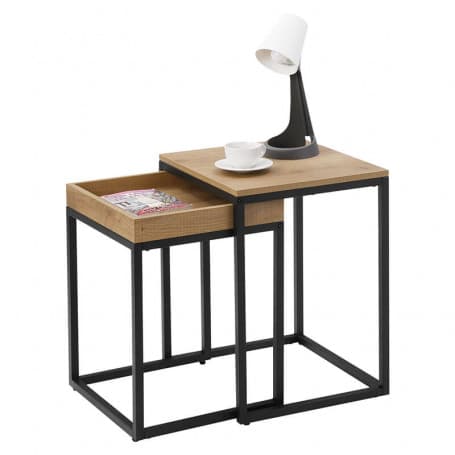 Satsbord - Soffbord set om 2 st - Ljus brun-svart