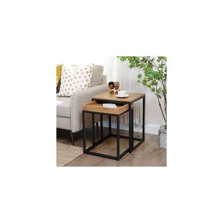 Satsbord - Soffbord set om 2 st - Ljus brun-svart