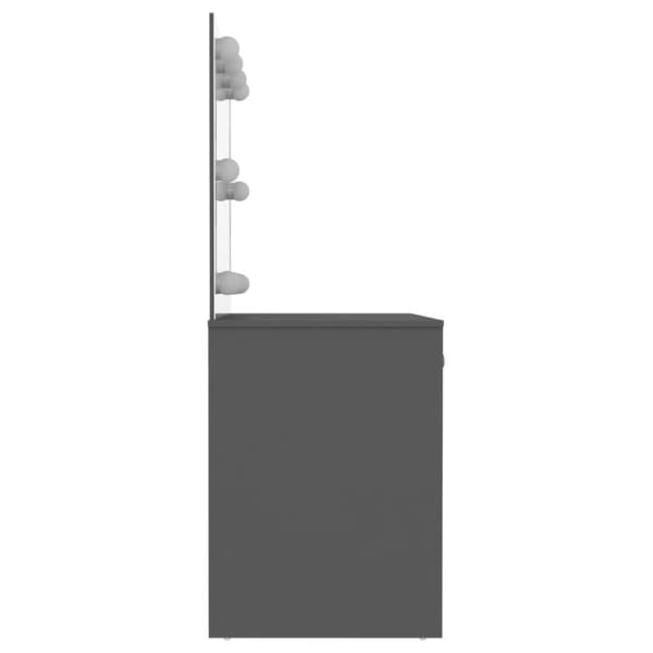 vidaXL Sminkbord med LED-belysning 110x55x145 cm MDF grå