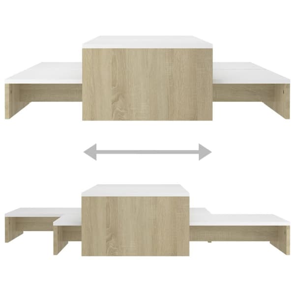 Satsbord vit och sonoma-ek 100x100x26,5 cm konstruerat trä
