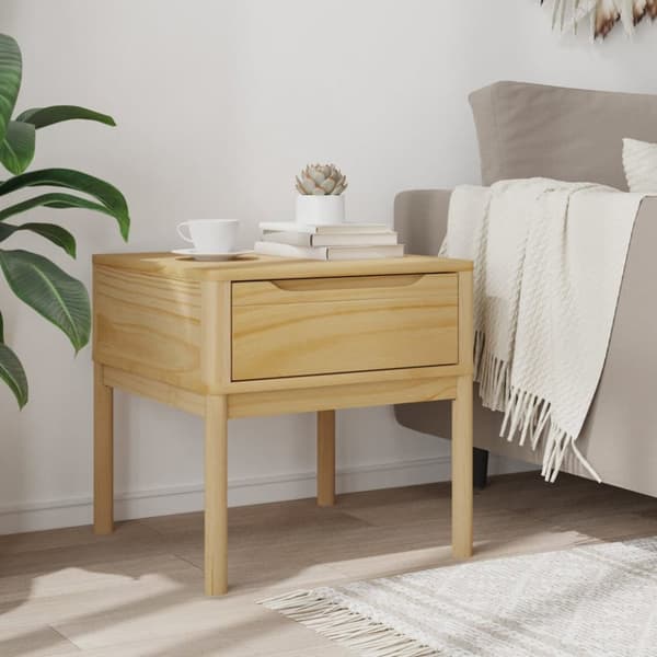 vidaXL lampebord FLORO 55x55x54 cm massivt fyrretræ gyldenbrun -  Aflastningsborde