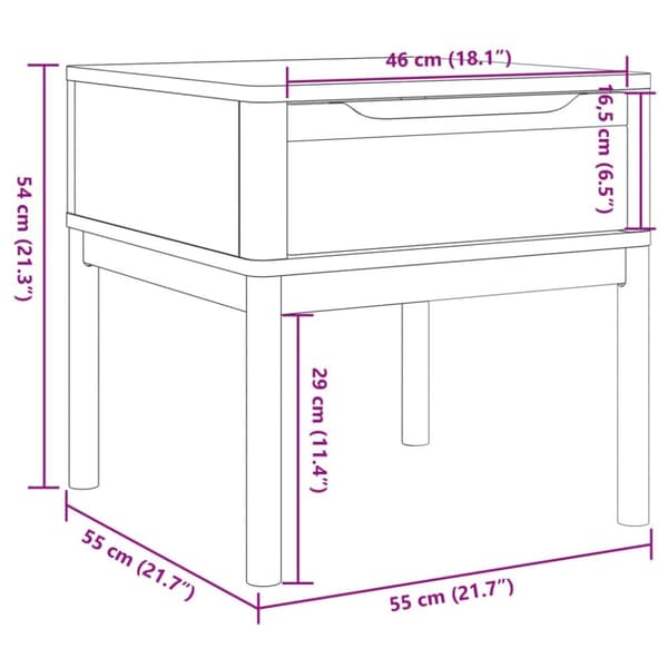 vidaXL lampebord FLORO 55x55x54 cm massivt fyrretræ gyldenbrun - Aflastningsborde