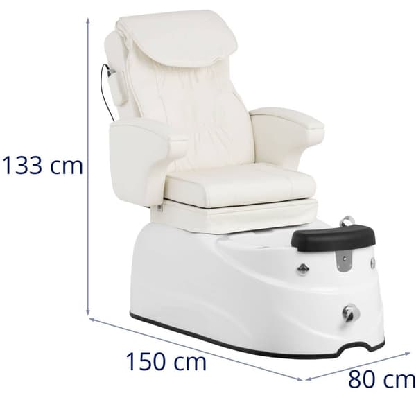 physa Elektrisk fotvårdsstol - Med fotbad - 105 W - 150 kg - Vit - Rygg- och nackmassage