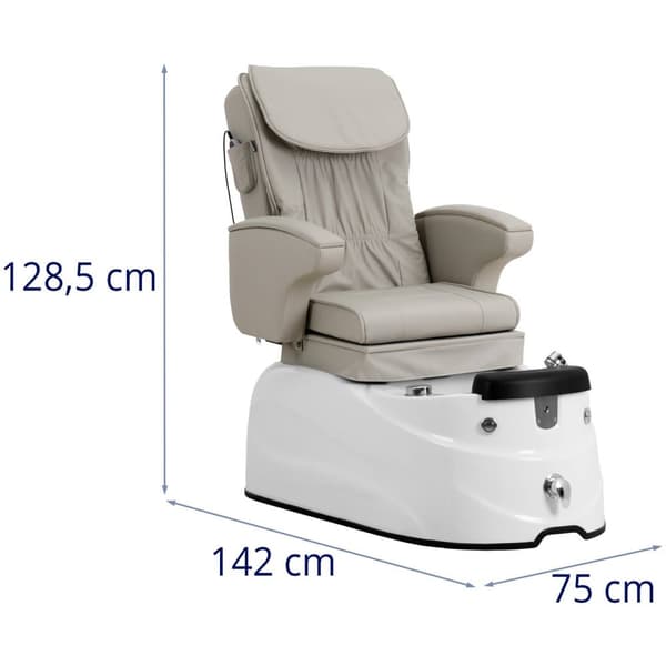 physa - Elektrisk fotvårdsstol - Med upplyst fotbad och massagefunktioner - 105 W - 150 kg - Beige