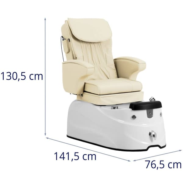 physa - Elektrisk fotvårdsstol - Med upplyst fotbad och massagefunktioner - 105 W - 150 kg - Creme
